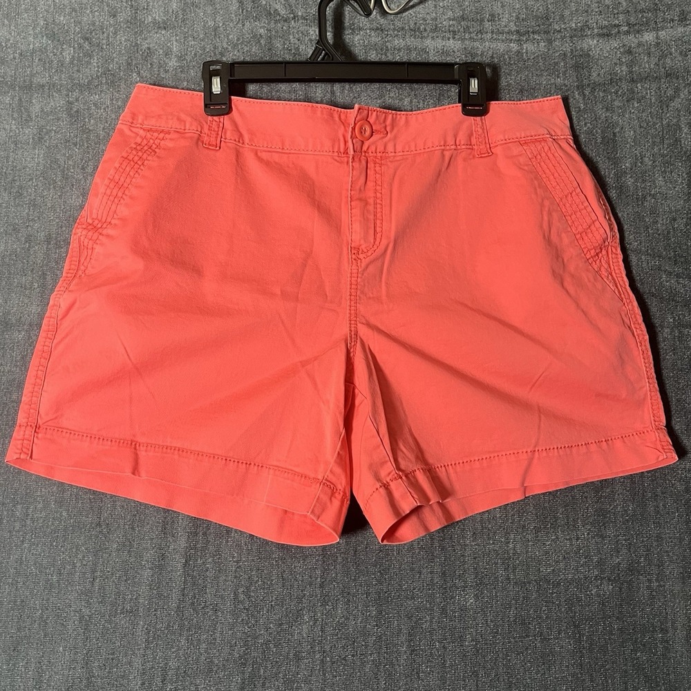 Maurices Shorts Womens Size 16 Coral Pink Chino Mid Rise Cotton Summer Casual